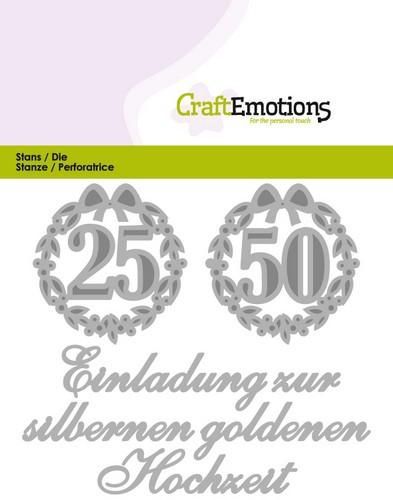 CraftEmotions Die Tekst - Einladung 25 50 Hochzeit (DE) Card 11x9cm