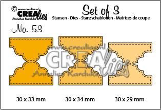 Crealies Set of 3 no. 53 Dubbele tabs A CLSet53 30 x 29 mm - 30 x 34 mm - 30 x 33 mm  (08-18)