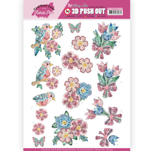 3D Pushout - Yvonne Creations - Floral Pink (Kitschy Lala) - Kitchy Flowers