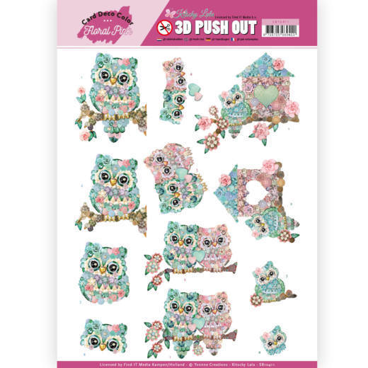 3D Pushout - Yvonne Creations - Floral Pink (Kitschy Lala) - Kitschy Owls