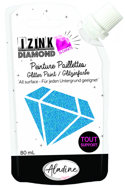 IZINK Diamond glitterverf/pasta 24 karaat- 80 ml, blauw