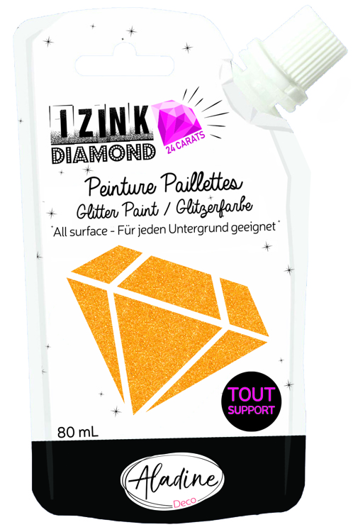 IZINK Diamond glitterverf/pasta 24 karaat- 80 ml, oranje