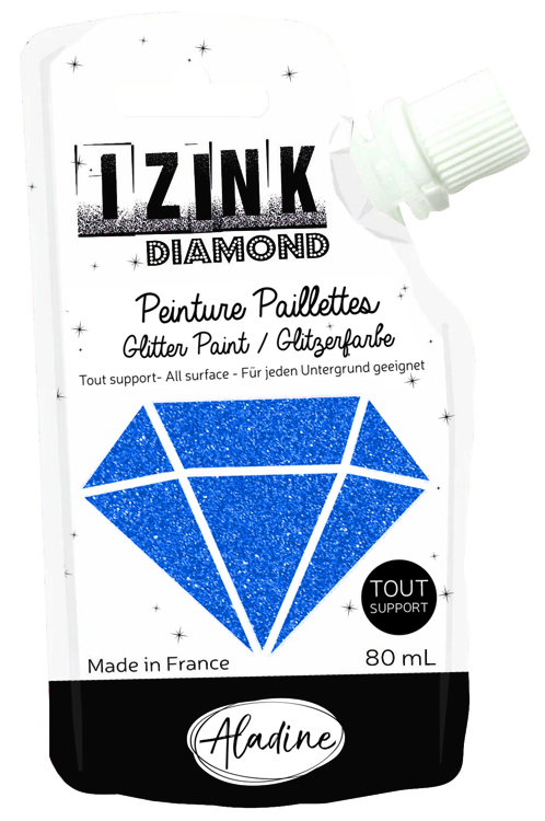IZINK Diamond glitterverf/pasta - 80 ml, blauw