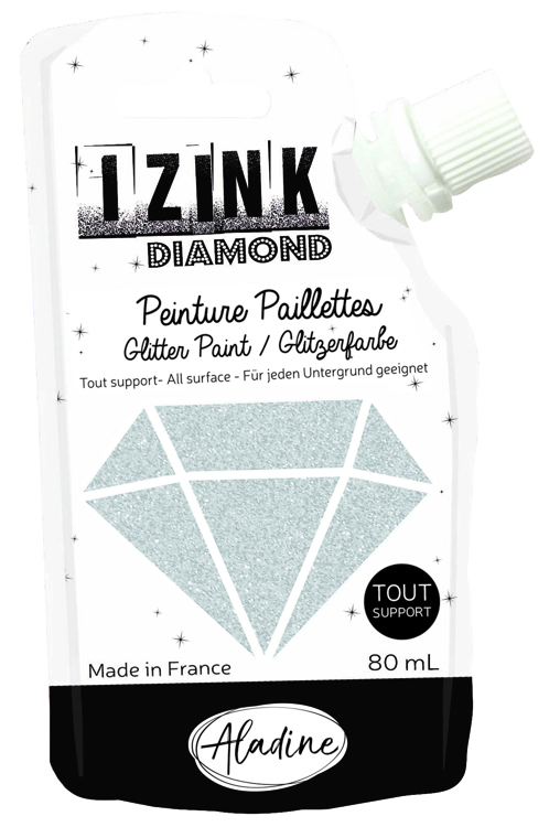 IZINK Diamond glitterverf/pasta - 80 ml, zilver