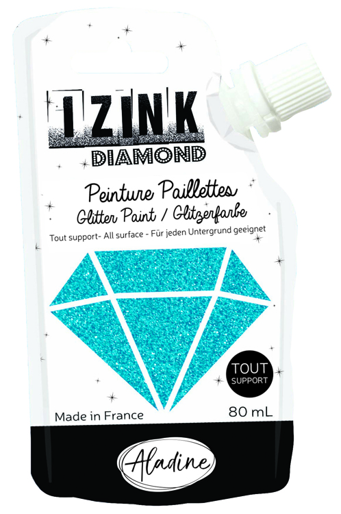 IZINK Diamond glitterverf/pasta - 80 ml, oceaanblauw