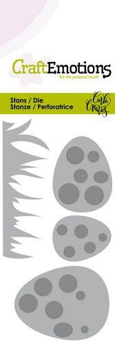 CraftEmotions mallen 0265 Easter - gras en eieren met stip