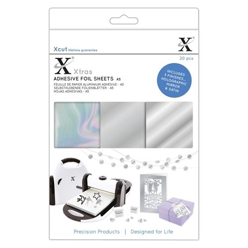 Xcut Xtras' A5 Adhesive Foil Sheets (20pcs) - Silver