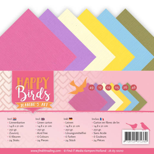 Linnenpakket - A5 - Jeanine's Art - Happy Birds