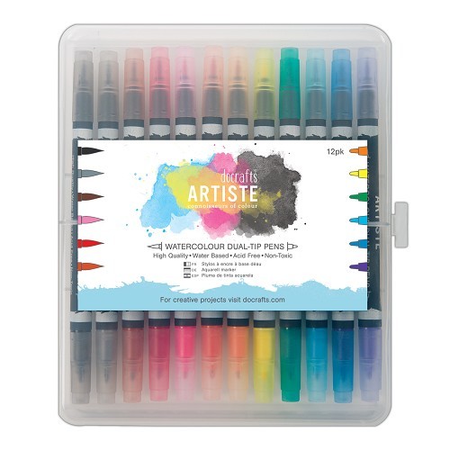 Watercolour Dual Tip Pens (12pk) Brush & Marker