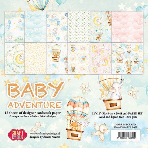 Craft&You Baby Adventure BIG Paper Set 12x12 12 vel CPS-BA30 (02-20)