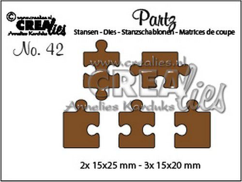 Crealies mallen Partzz 5x puzzelstukjes CLPartzz42 2x 15x25mm - 3x 15x20mm (03-20)