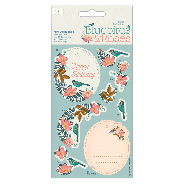 Mini Decoupage (2 sheets) - Bluebirds - Bluebirds & Roses