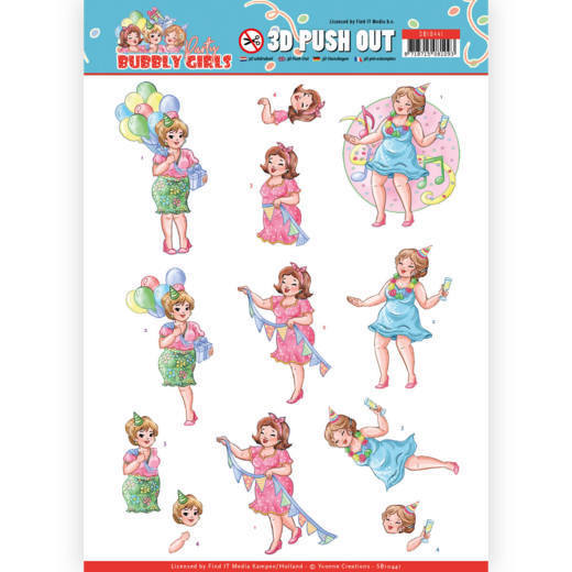 3D Pushout - Yvonne Creations - Bubbly Girls - Party - Party Time