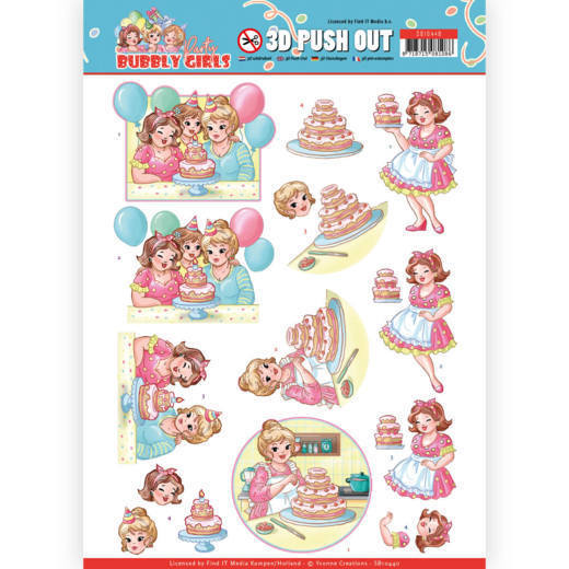 3D Pushout - Yvonne Creations - Bubbly Girls - Party - Baking