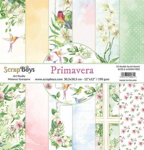ScrapBoys Primavera paperset 12 vl+cut out elements-DZ PRIM-01 190gr 30,5cmx30,5cm (04-20)