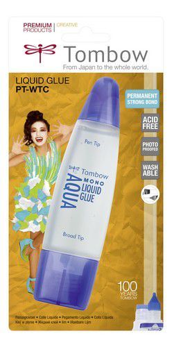 Tombow Liquid glue Aqua 50 ml met 2 tips-blister 19-PT-WTC