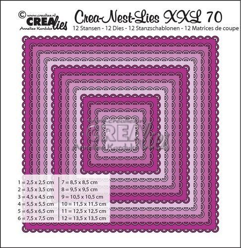 Crealies Crea-Nest-Lies XXL no 70 Squares with open scallop max. 13,5x13,5 cm / CNLXXL70