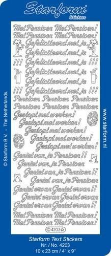Starform Stickers Text NL: Met Pensioen (10 PC) - Silver  - 4203.002 - 10X23CM