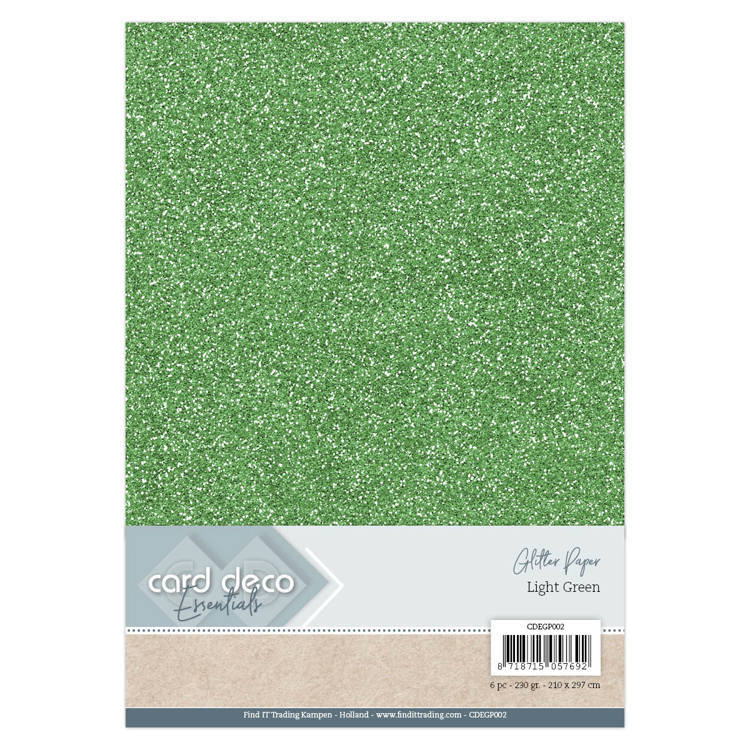 Card Deco Essentials Glitter Paper Light Green