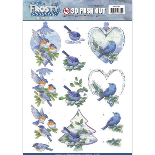 3D Push Out - Jeanine's Art - Frosty Ornaments - Blue Birds