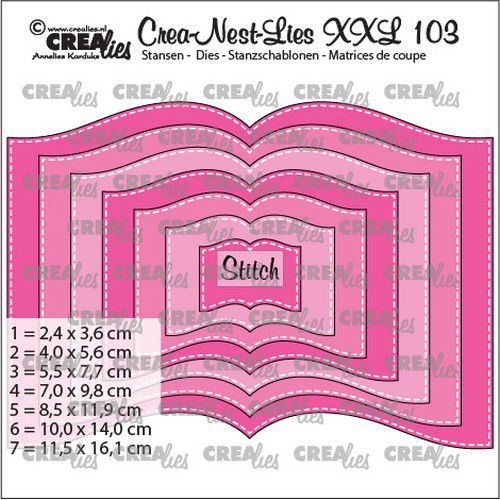 Crealies Crea-nest-dies XXL Boek met stiksteeklijn (7x) CLNestXXL103 max 11,5x16,1cm (09-20)