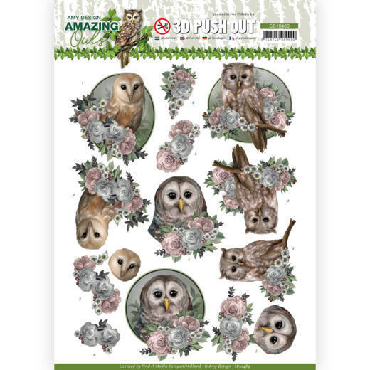 3D Push Out - Amy Design - Amazing Owls - Romantic Owls