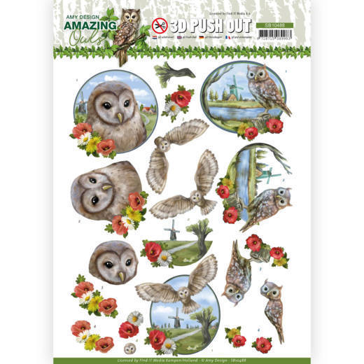 3D Push Out - Amy Design - Amazing Owls - Meadow Ols
