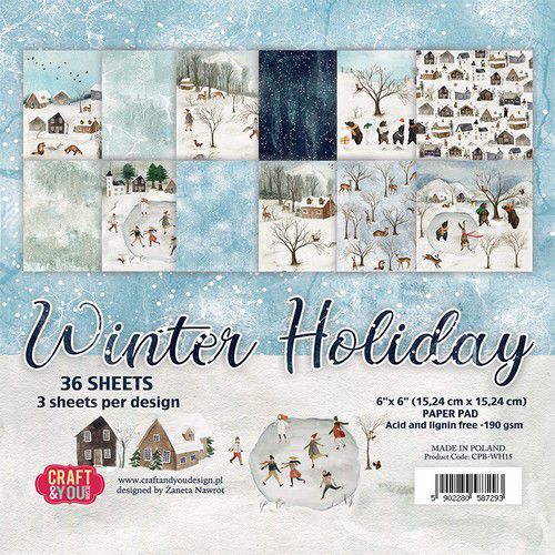 Craft&You Winter Holiday Small Paper Pad 6x6 36 vel CPB-WH15 (09-20)