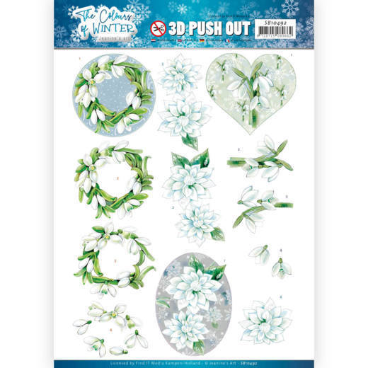 3D Push Out - Jeanine's Art - The colours of winter - White winter flowers