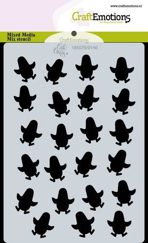 CraftEmotions Mask stencil achtergrond penguins A6 Carla Creaties (10-20)