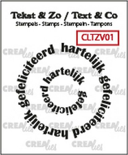 Crealies Clearstamp Tekst & Zo Rond: hartelijk gefeliciteerd (NL) CLTZV01 20+42 mm (10-20)