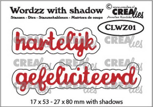 Crealies Wordzz with Shadow Hartelijk gefeliciteerd (NL) CLWZ01 22x85 mm (10-20)