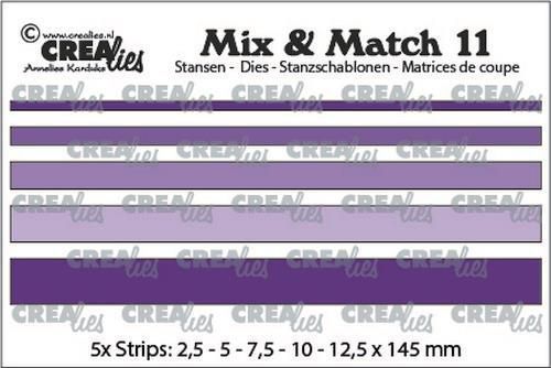 Crealies Mix & Match strips glad (5x) CLMix11 max. 12,5x145 mm (10-20)