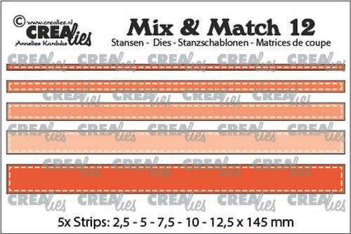Crealies Mix & Match strips met stiklijn (5x) CLMix12 max. 12,5x145 mm (10-20)