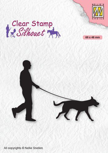 Nellies Choice Clearstempel - Silhouette Man met hond SIL070 (10-20)
