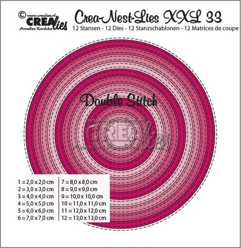 Crealies Double Stitch Circles max. 13 x 13 cm / CLNestXXL33
