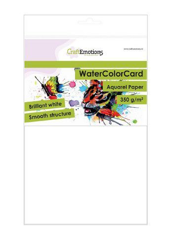 CraftEmotions WaterColorCard - briljant wit 10 vl A5 - 350 gr (08-20)