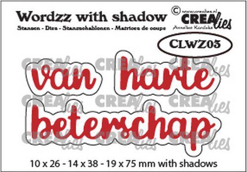 Crealies mallen Wordzz with Shadow van Harte beterschap (NL) CLWZ03