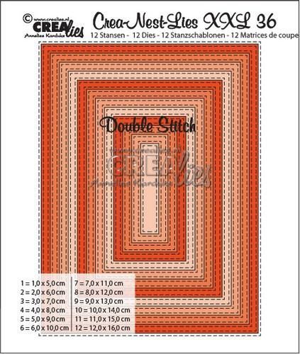Crealies mallen CLNestXXL36 Double Stitch Rectangle max. 12 x 16 cm