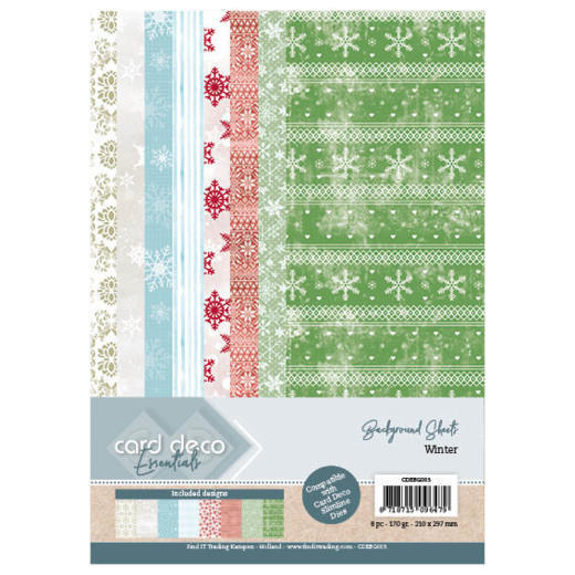 Card Deco Essentials Back Ground Sheets - Winter
