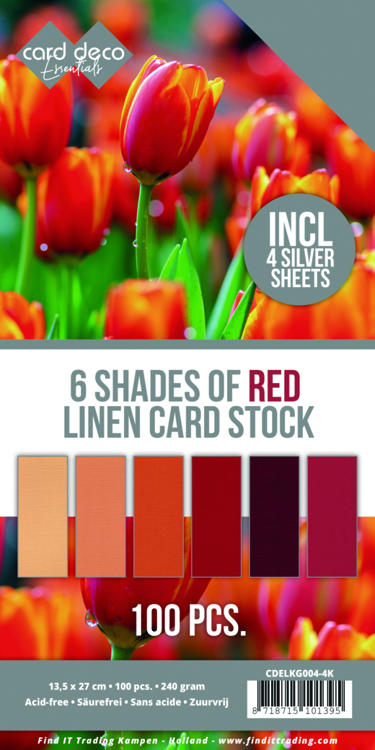 6 Shades of Red Linen Card Stock - 4K
