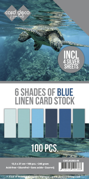6 Shades of Blue Linen Card Stock - 4K