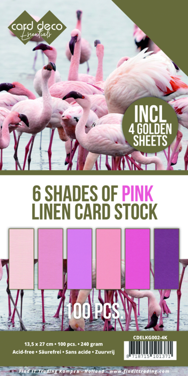 6 Shades of Pink Linen Card Stock - 4K
