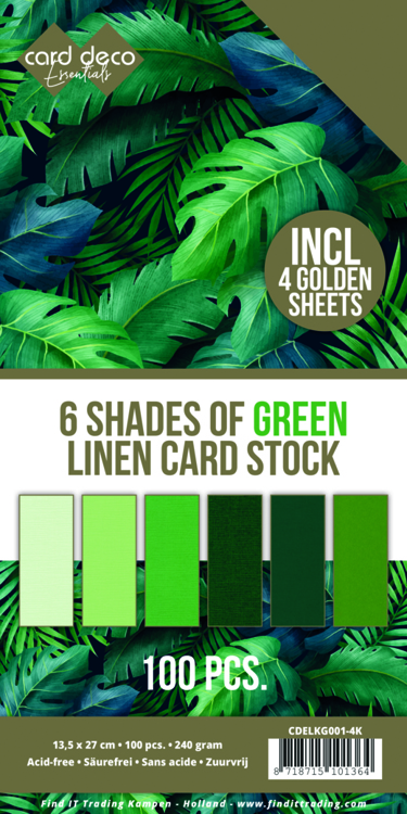 6 Shades of Green Linen Card Stock - 4K