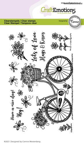 CraftEmotions stempels Fiets Have a nice day Connie Westenberg