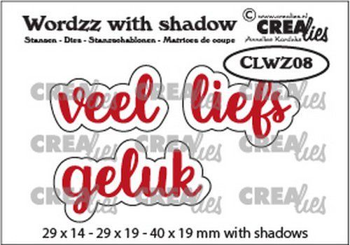 Crealies Wordzz with Shadow Veel liefs (NL) CLWZ08 40x19mm (02-21)