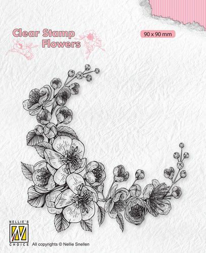 Nellies Choice Clear stamps Flowers - Bloesem hoekje FLO031 90x90mm (04-21)