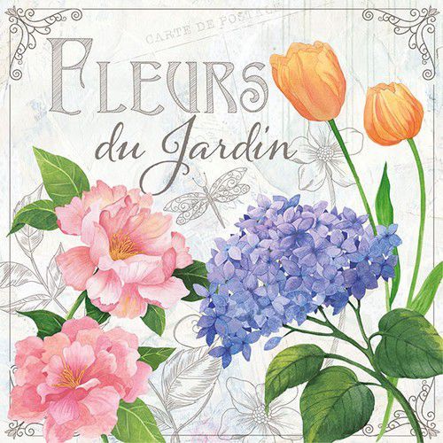 CraftEmotions servetten 5st - Fleurs du Jardin 33x33cm Ambiente 13309885 (04-21)