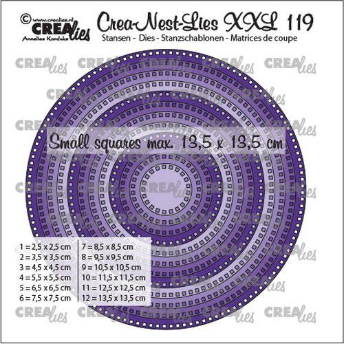Crealies Crea-nest-dies XXL Cirkels met vierkante gaatjes CLNestXXL119 max.13,5cm (07-21)