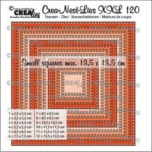 Crealies Crea-nest-dies XXL Vierkanten met vierkante gaatjes CLNestXXL120 max.13,5cm (07-21)